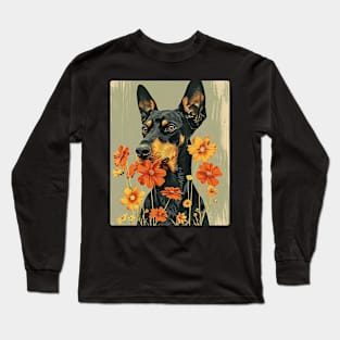 Doberman Dog Flowers Photo Art Design For Dog Onwer Long Sleeve T-Shirt